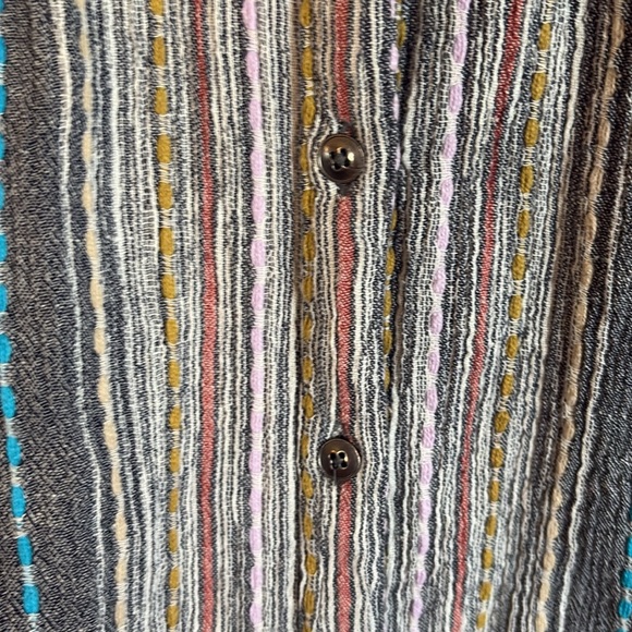 Caslon Multicolor Gray washed Striped Button Down Shirt/ Size Medium - Picture 8 of 8